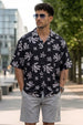 Crimson Petal Black All Over Printed Oversized Exclusive Shirt