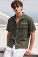 Olive Utility Twill Cropped Short-Sleeve Exclusive Shirt