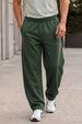 Olive Green Minimalist Loopknit Loose Fit Streetwear Jogger