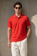 Red Interlock Plain Regular Fit Button Polo T-shirt