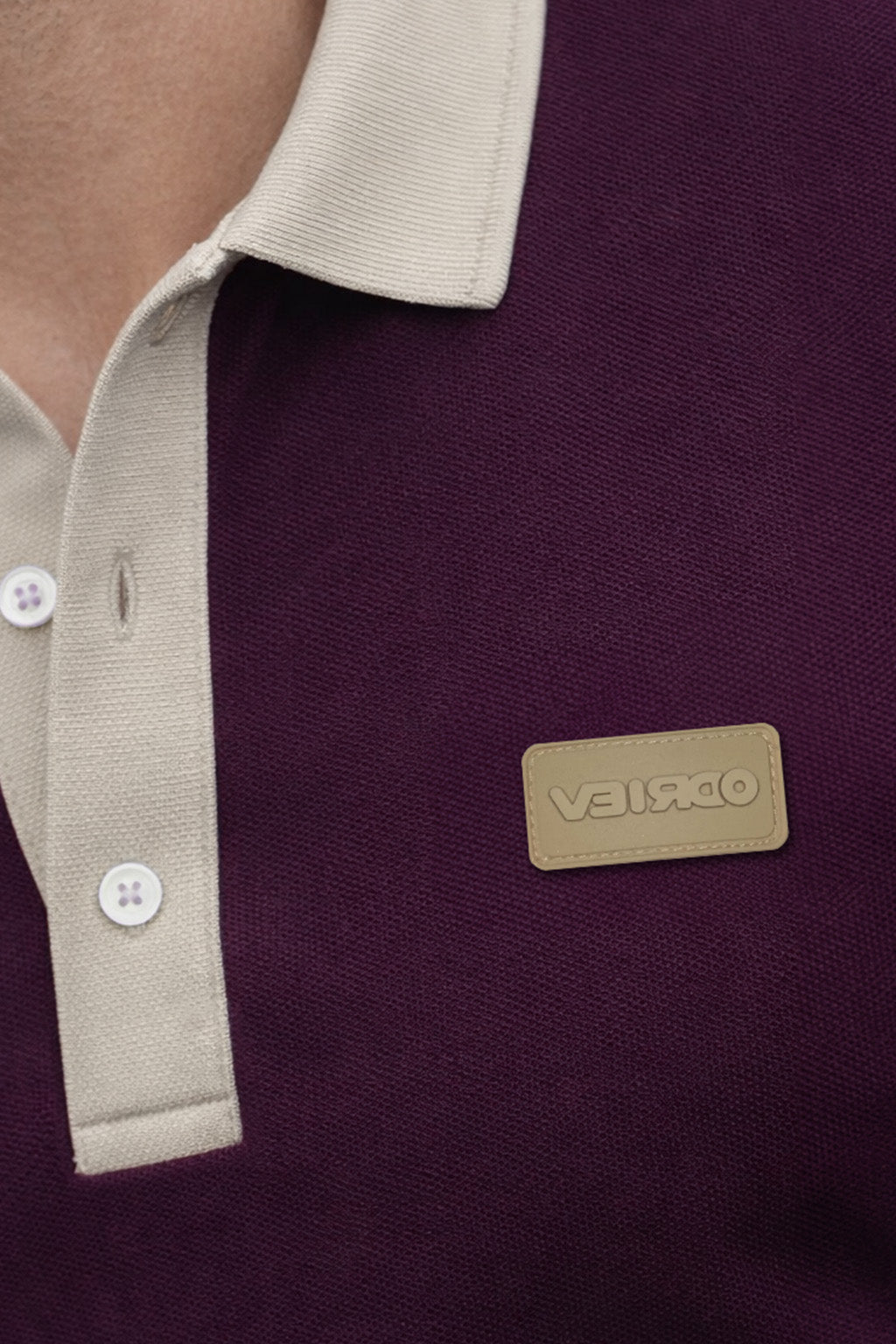 Wine Contrast Collar Economic Regular Fit Pique Polo