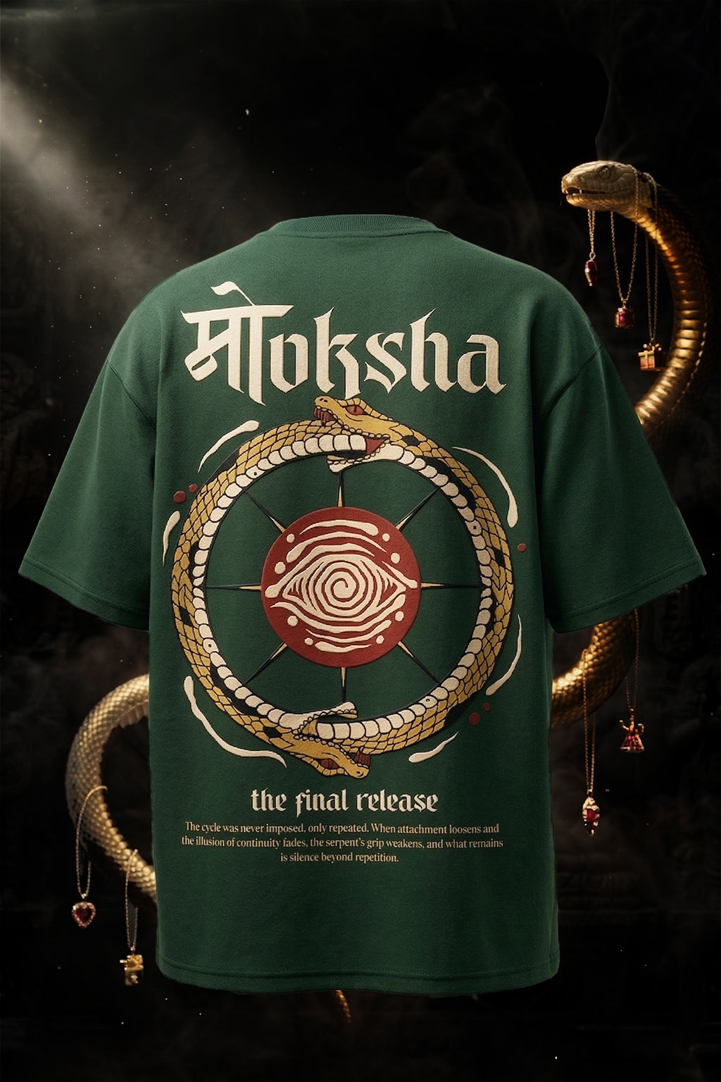 मोक्ष Green Printed Exclusive T-shirt Supreme Edition
