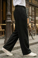 Black Tailored High-Waist Formal Wide-Leg Korean Pant