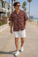 Crimson Maroon All Over Printed Oversized Exclusive Shirt