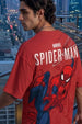 Spider-Man Comic Red Printed Oversized T-Shirt