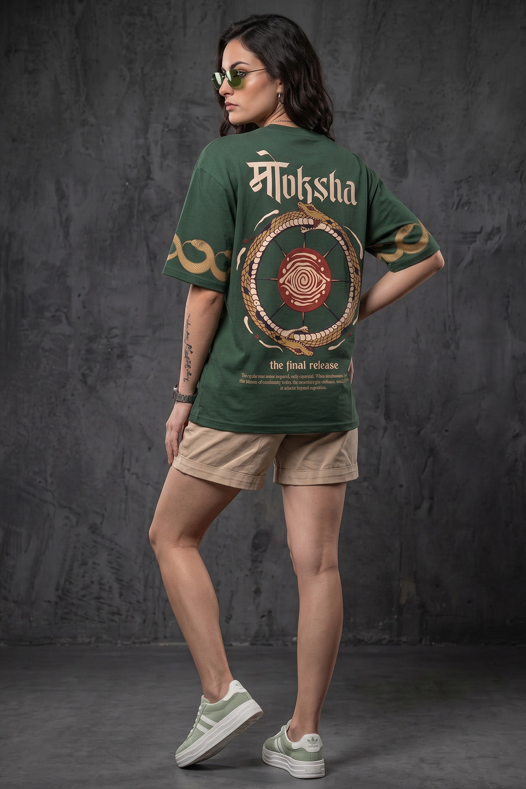 मोक्ष Green Printed Exclusive T-shirt Epic Collection For Women