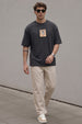 Cosmic Dark Grey Oversized Textured T-shirt