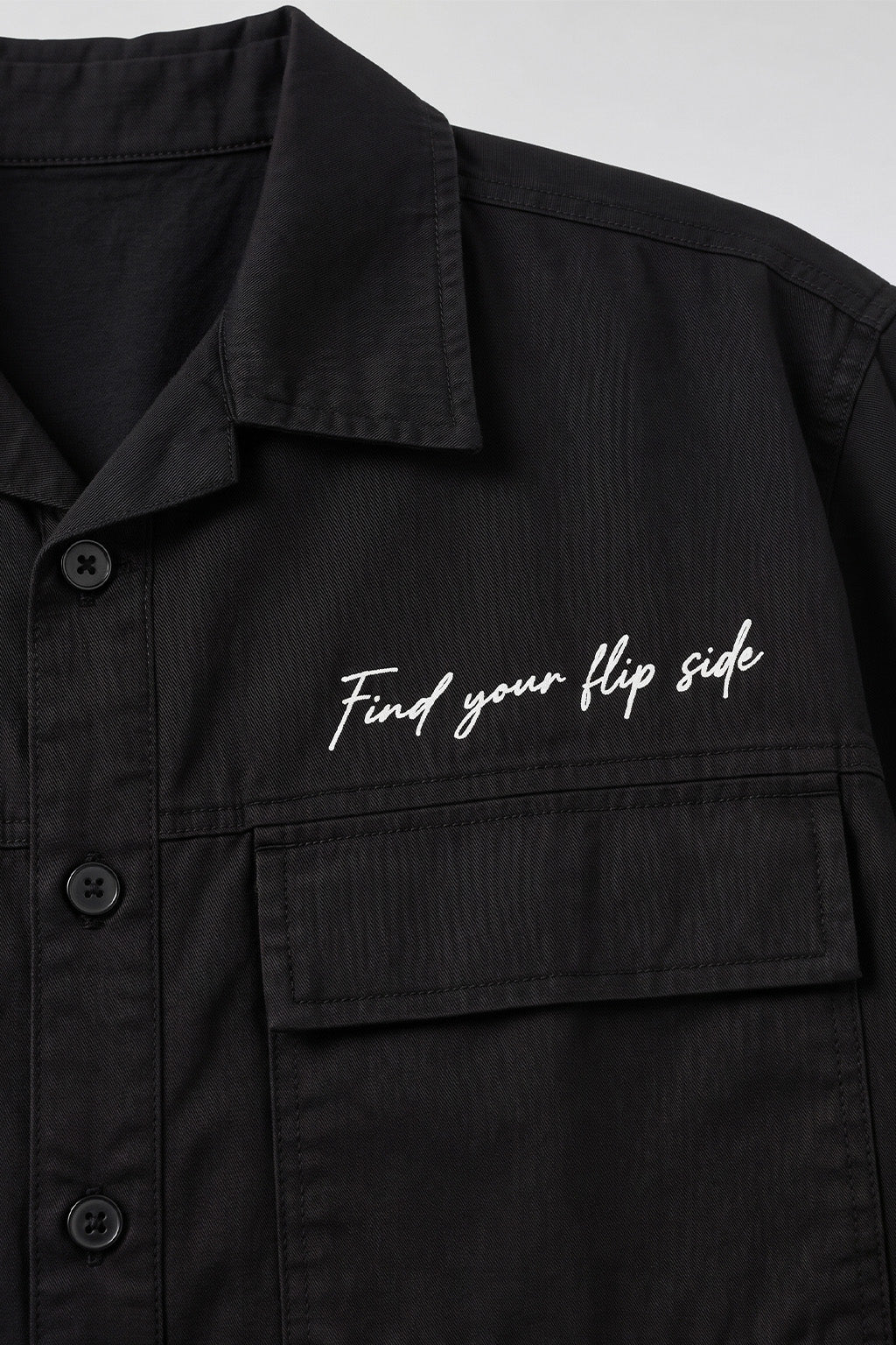 Black Utility Twill Cropped Short-Sleeve Exclusive Shirt