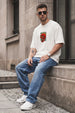 Fire Skull White Oversized Textured T-shirt