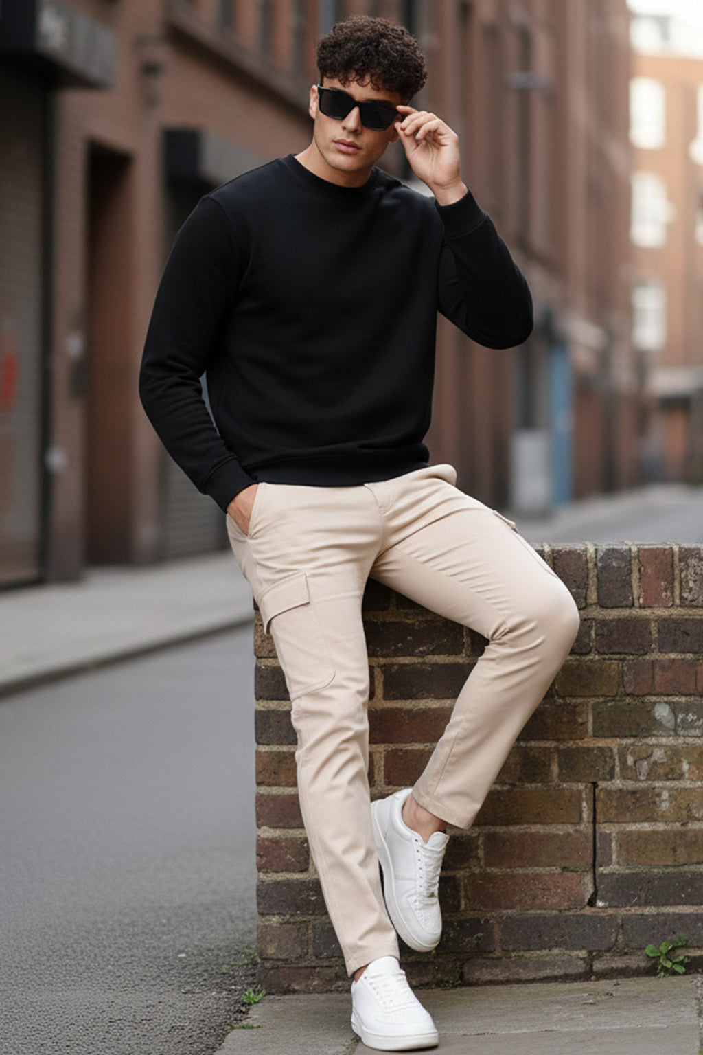 Beige Pure Woven Narrow Fit 5 Pocket Cargo