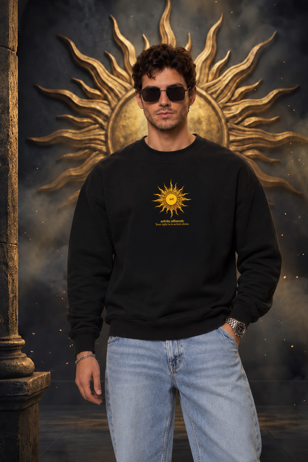 Karma Black Prinetd Oversized Exclusive Sweatshirt