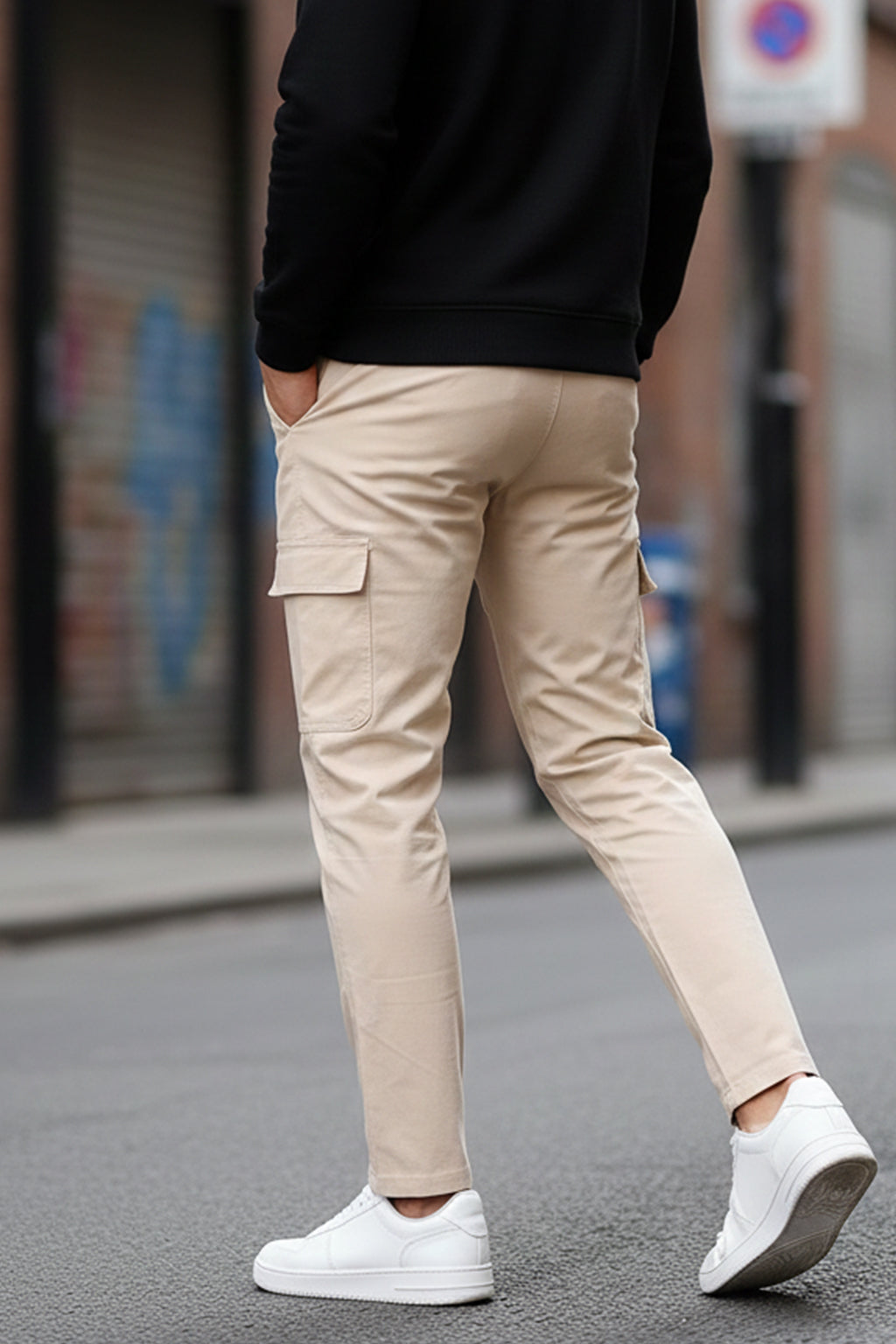 Beige Pure Woven Narrow Fit 5 Pocket Cargo