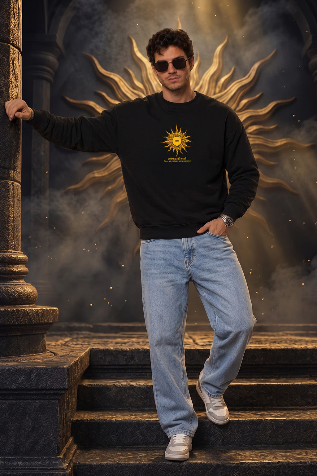 Karma Black Prinetd Oversized Exclusive Sweatshirt