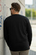 Black Plain Full Sleeve Plus Size T-shirt