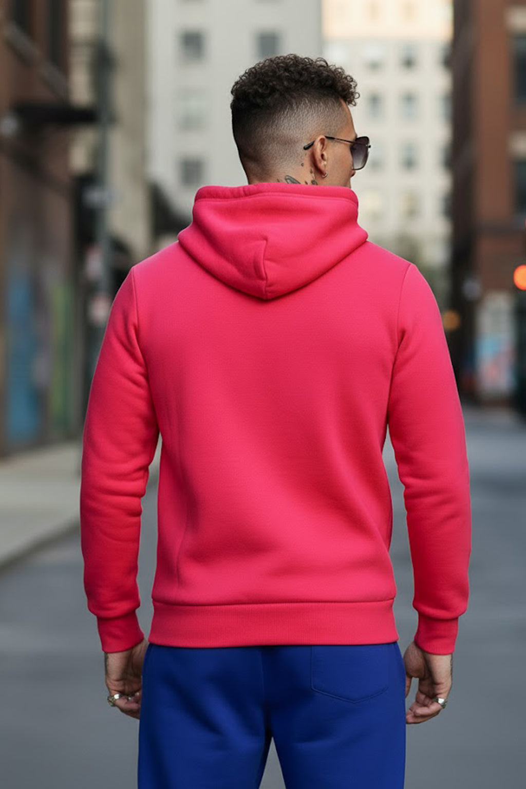 Magenta Plain Regular Fit Hoodie