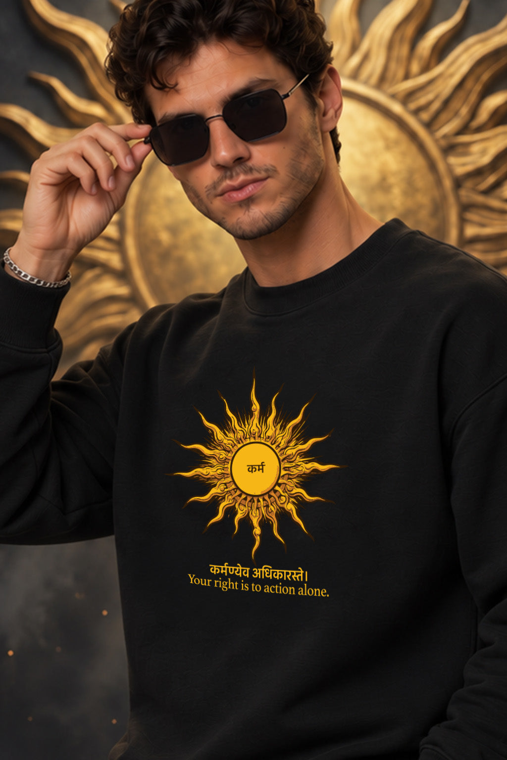 Karma Black Prinetd Oversized Exclusive Sweatshirt
