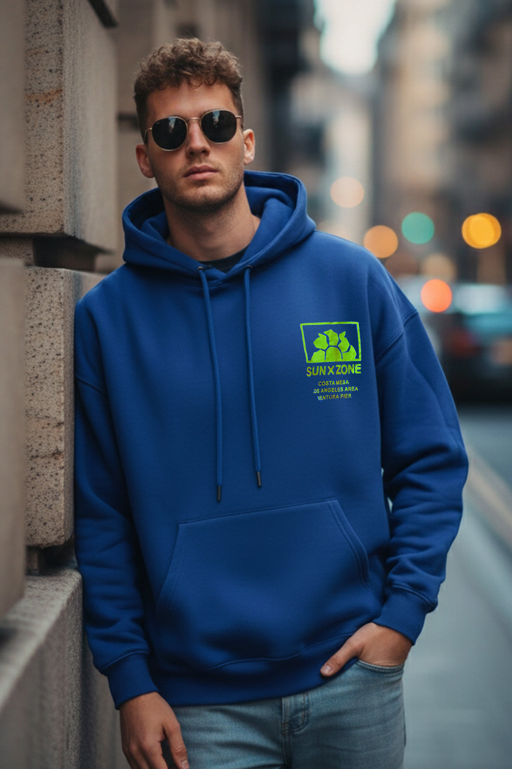 Veirdo in Blue: Men's Hooded Neck Oversized Hoodie