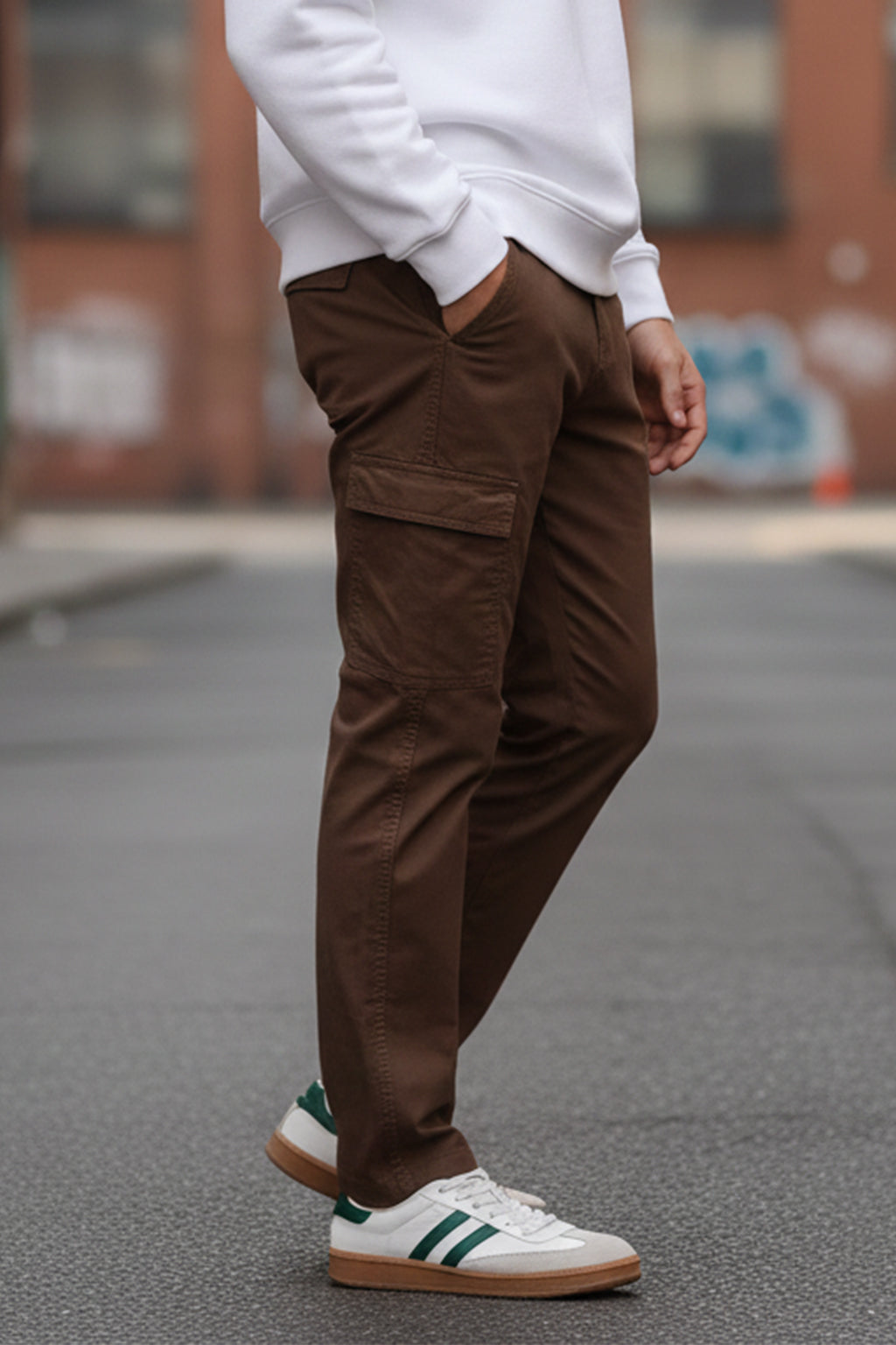 Brown Pure Woven Narrow Fit 5 Pocket Cargo