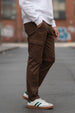 Brown Pure Woven Narrow Fit 5 Pocket Cargo