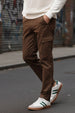 Brown Pure Woven Narrow Fit 5 Pocket Cargo