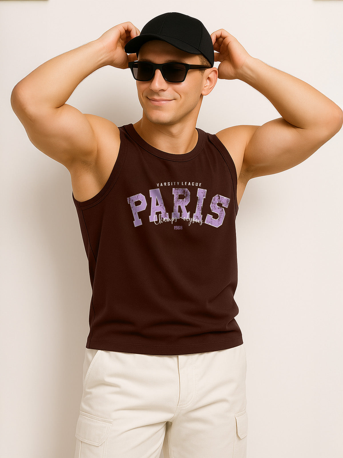 Paris Brown Regular Fit Printed Vest