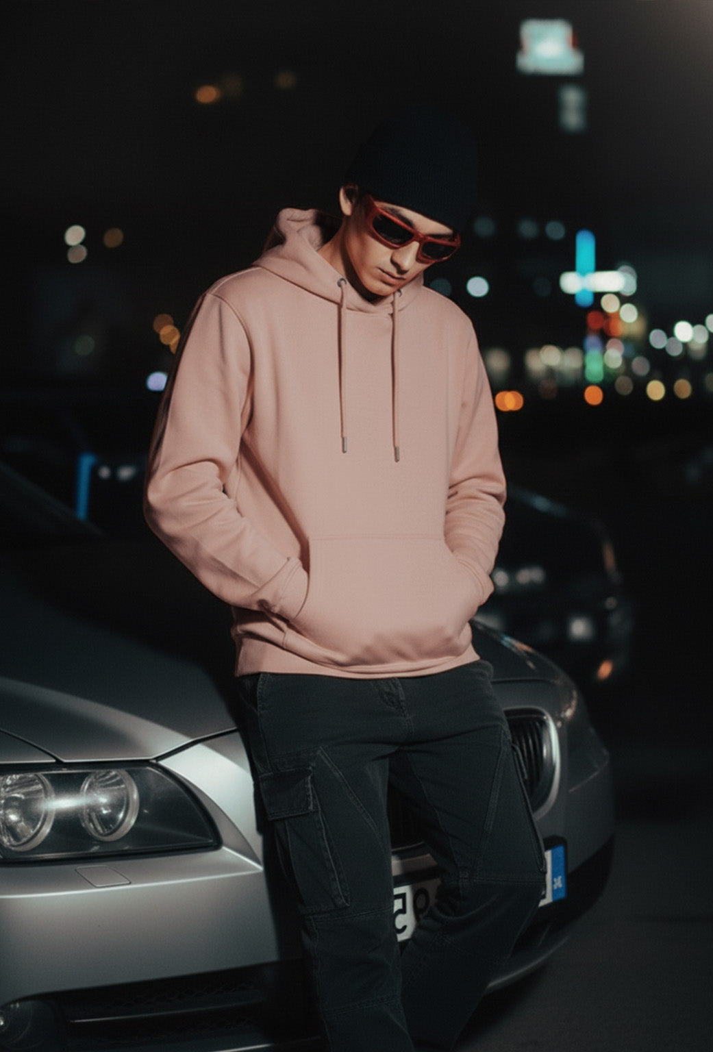 Peach Plain Oversized Fit Hoodie