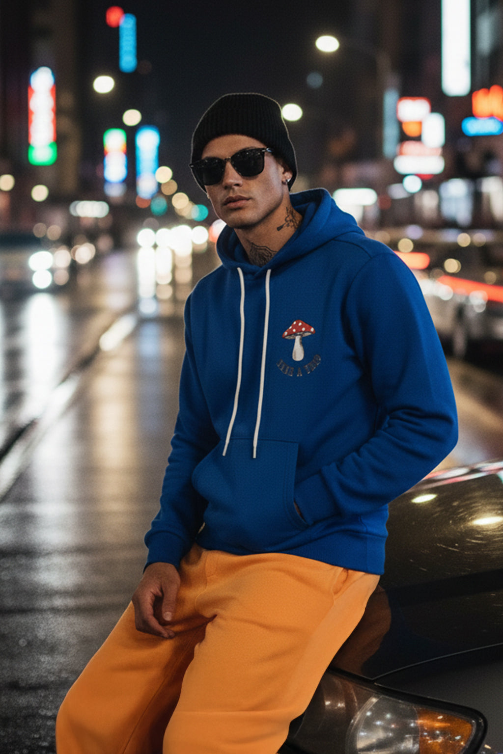 Feed Your Mind  Blue Back Graphic Printed Regular Fit Hoodie