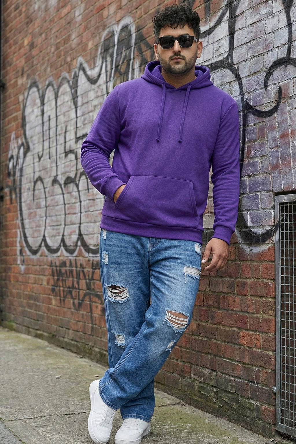 Purple Plain Plus Size Hoodie