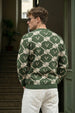 Green Jacquard Printed Regular FIt Sweatshirt