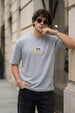 Warning Grey Oversized Textured Exclusive T-shirt