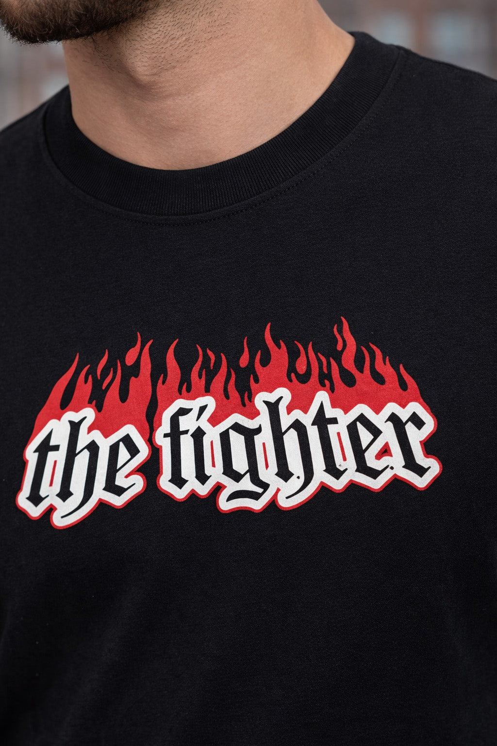 Fighter Black Full Sleeves Regular Fit Printed T-shirt