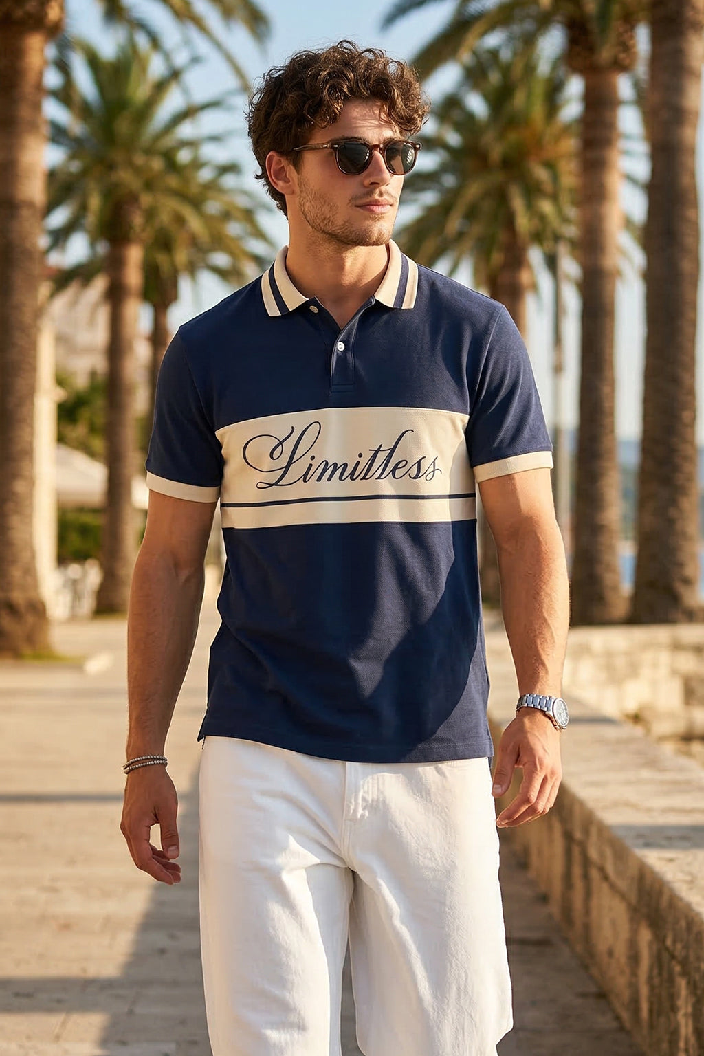 Limitless Navy Regular Fit Exclusive Polo T-Shirt