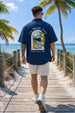 La VIta Navy Oversized Printed Exclusive Shirt