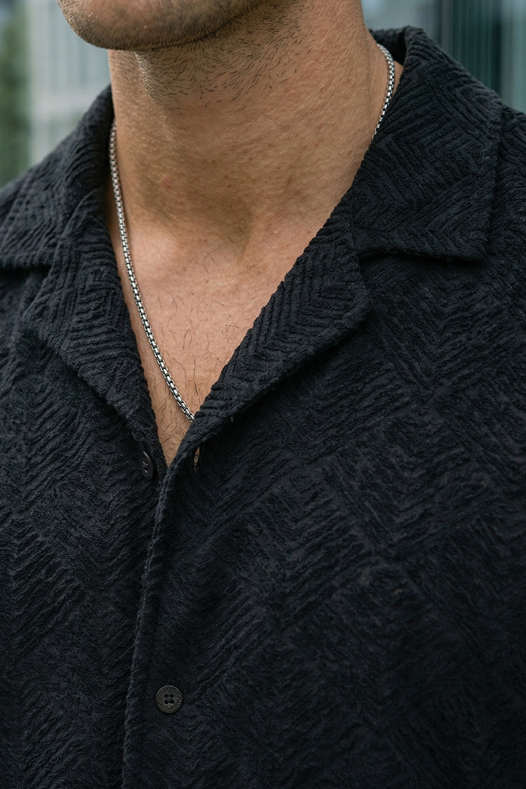 Black Jacquard Plain Oversized Exclusive Shirt