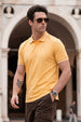 Yellow Bird Eye Pique Stripe Collar Regular Fit Tipping Polo T-shirt