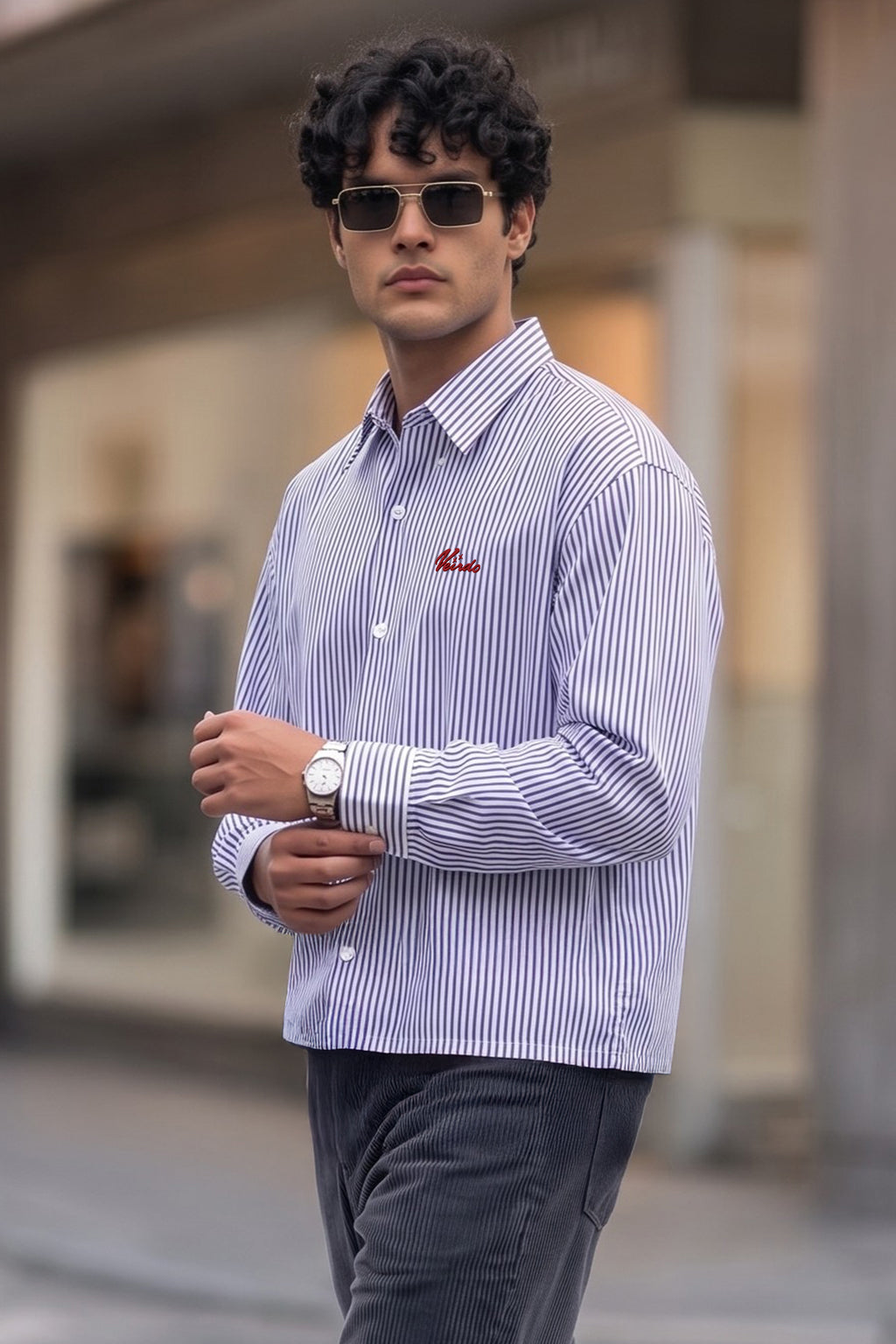 Azure Stripe Blue Boxy Fit Full sleeve Exclusive Shirt