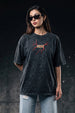 इंद्र थंडर Black Acid Washed Puff Printed Exclusive T-shirt Epic Collection For Women