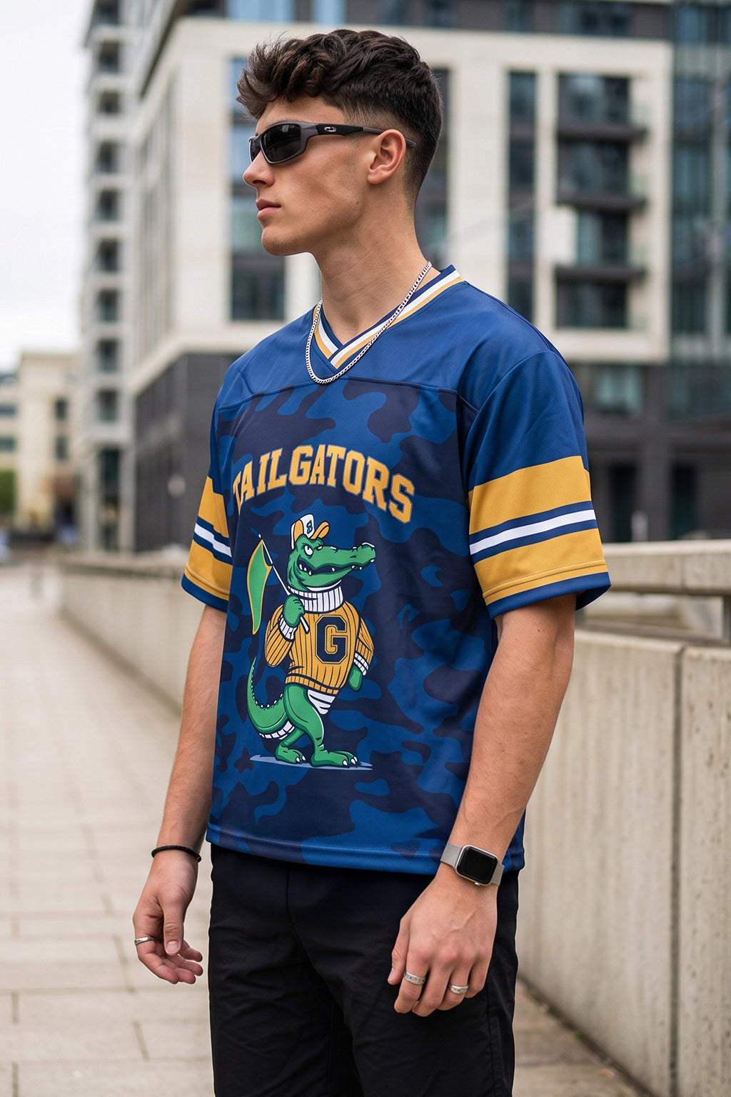 Tailgators Royal Blue Varsity Collar Oversized T-Shirt