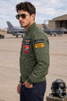 Altitude Olive Green Multi-Patch Detailed Full Sleeve Zip-Up Pilot Jacket