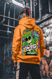 Hustle Orange Oversized Back Graphic Printed Hoodie
