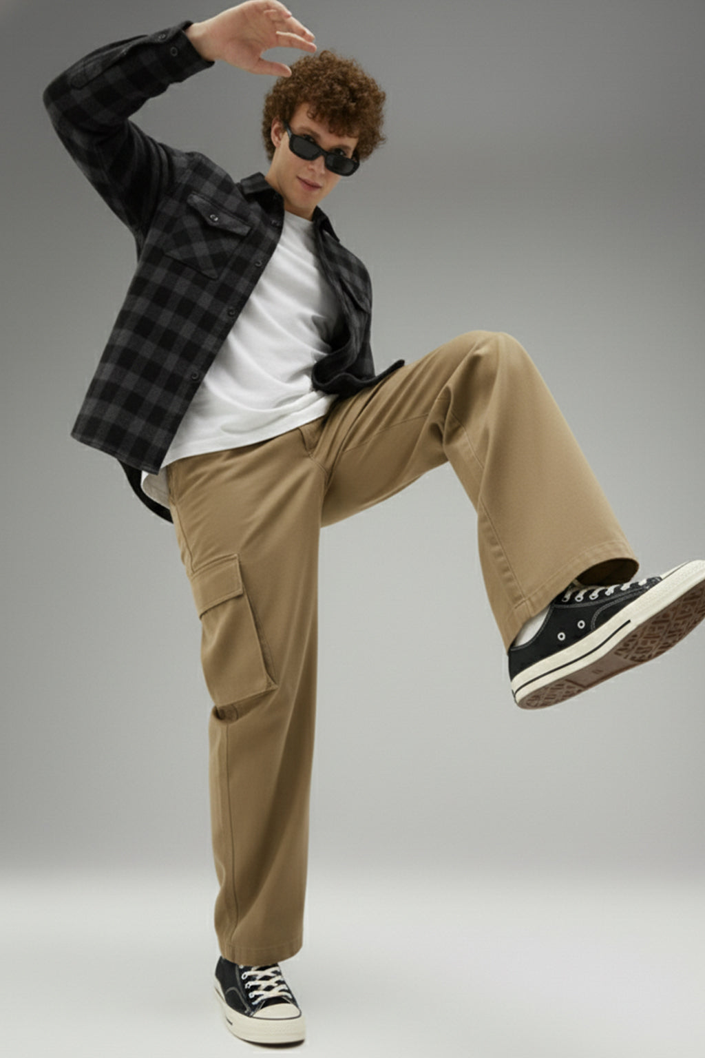 Beige Flap Pocket Woven Exclusive Cargo Pant