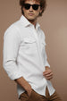 White Plain Relaxed Fit Full Sleeve Dual Pocket Utility Exclusive Shirt