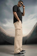 Beige Pure Woven Straight Fit 5 Pocket Cargo