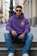 Smile Purple Oversized Pocket Graphic Printed Hoodie