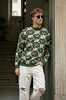 Green Jacquard Printed Regular FIt Sweatshirt