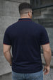Navy Pique Stripe Collar Plus Size Tipping Polo T-shirt
