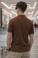 Dust Brown Ribknit Ribbed Plain Regular Fit Polo T-shirt