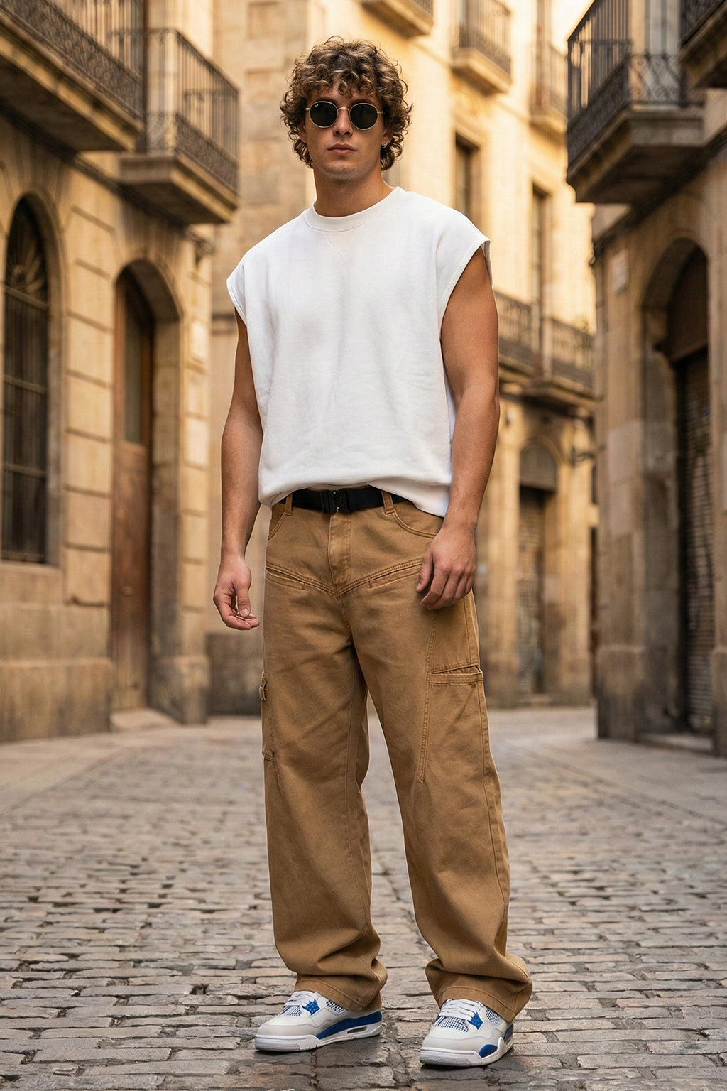 Khaki 8 Pocket Woven Baggy Fit Exclusive Cargo Pant