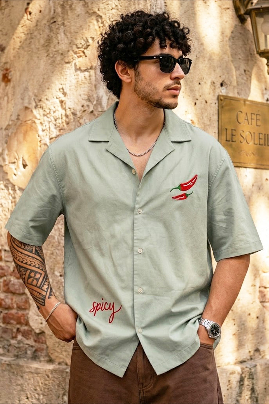 Extra Spicy Fogg Green Oversized Printed Exclusive Shirt