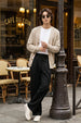 Black Tailored High-Waist Formal Wide-Leg Korean Pant
